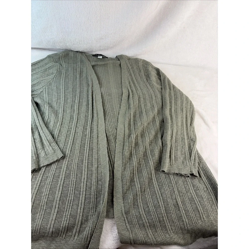 United States Sweaters Womens 1X Sage Green Ribbed Open Front Soft Transitional